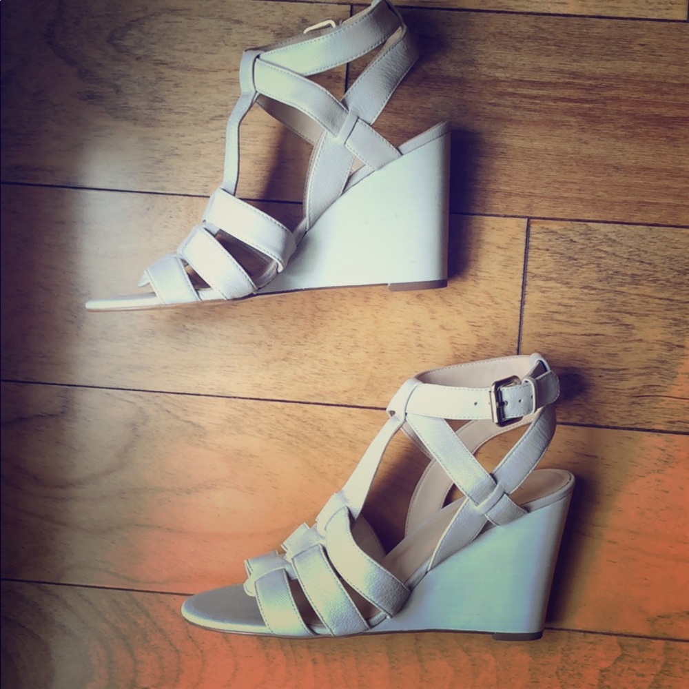 Nine West Farfalla Leather Wedge Sandals Sz 8